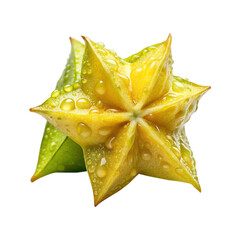 Fototapeta premium Closeup of a fresh star fruit, with vibrant colors and water droplets