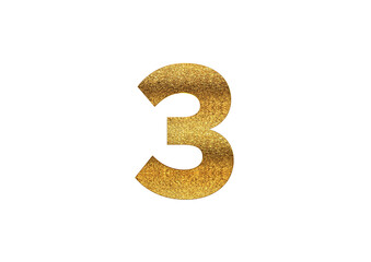 3d gold glitter number 3