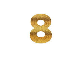 3d gold glitter number 8