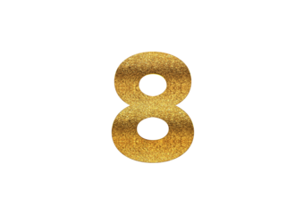 3d gold glitter number 8