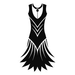 Flapper dress vector clean black silhouette design white background