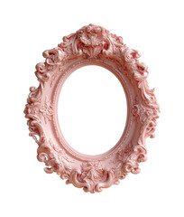 Elegant pink ornate frame decorative, isolated on transparent background, png