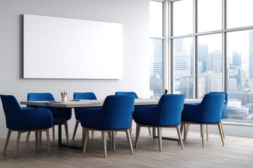 Modern meeting room with city view