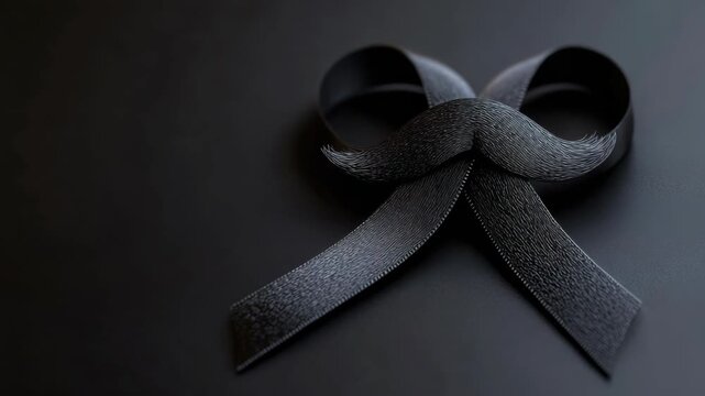 A sleek, ribbed fabric bow for decorative purposes or gift-wrapping. Available in black with a textured pattern.