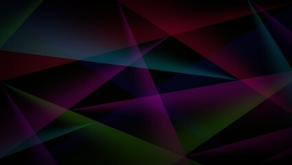 Obraz premium Abstract dark background with overlapping colorful triangles creating a geometric and modern design style