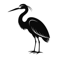 Egret clean black silhouette design white background
