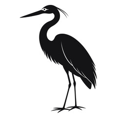 Egret clean black silhouette design white background