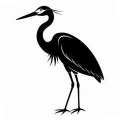 Egret clean black silhouette design white background