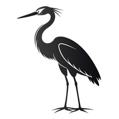 Egret clean black silhouette design white background