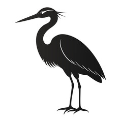 Egret clean black silhouette design white background