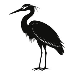 Egret clean black silhouette design white background