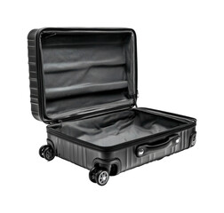 Packing for adventure open black suitcase travel scene viewpoint, isolated on transparent background, png