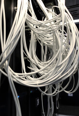 High performance server network. Cabling management, Dynamic motion, with white tones