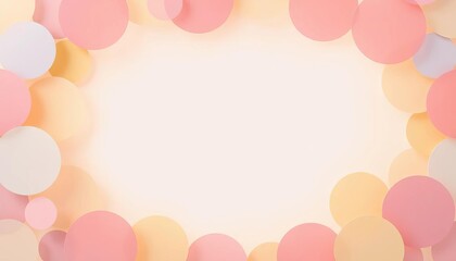 Pastel-striped circles create a soft, whimsical frame against a blank background,  border,  delicate