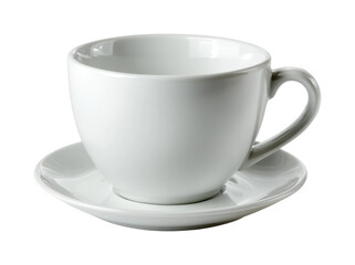 Elegant white coffee cup and saucer product, isolated on transparent background, png