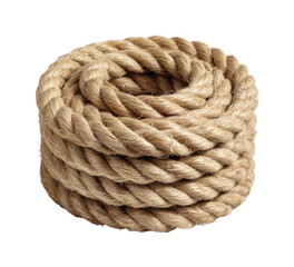 Coiled natural fiber rope workshop product showcase crafting, isolated on transparent background, png