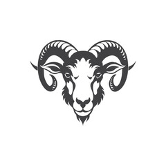 Black Silhouette of a Ram's Head with Large Curled Horns sheep goat