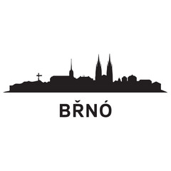 Fototapeta premium Brno skyline silhouette. Landscape Brno, Czech Republic. Vector black silhouette. with white background.