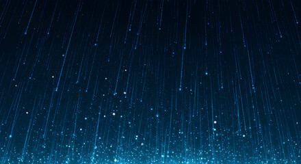Serene Blue Particle Rain Abstract Background with Depth of Field, Ideal for Technology and Innovation Projects, a Visual Masterpiece