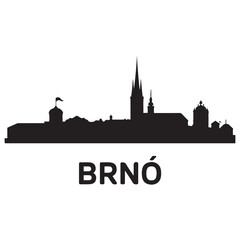 Obraz premium Brno skyline silhouette. Landscape Brno, Czech Republic. Vector black silhouette. with white background.