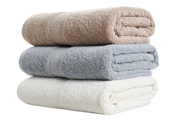 Rolled Luxury Bath Towels in Neutral Colors, isolated on a transparent background