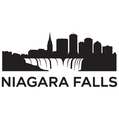 Obraz premium Niagara Falls skyline silhouette. Black Niagara Falls city. Vector black silhouette. with white background.