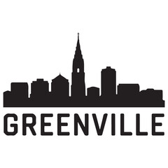Fototapeta premium Greenville skyline silhouette. Black Greenville city. Vector black silhouette. with white background.