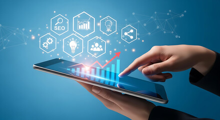 Boost your business strategy with data analysis on a modern tablet for digital success and creative solutions