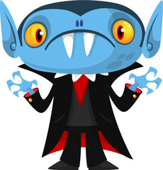 Cute cartoon vampire character design. Vector illustration for Halloween themed party decoration