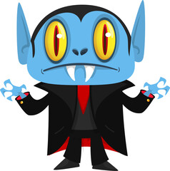 Cute cartoon vampire character design. Vector illustration for Halloween themed party decoration