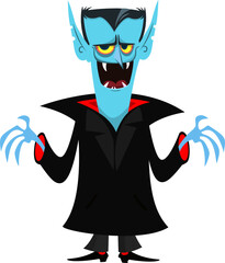 Cute cartoon vampire character design. Vector illustration for Halloween themed party decoration