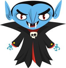 Cute cartoon vampire character design. Vector illustration for Halloween themed party decoration