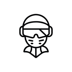 Line Art Icon of a Person Wearing Futuristic Goggles and Mask vector illustration