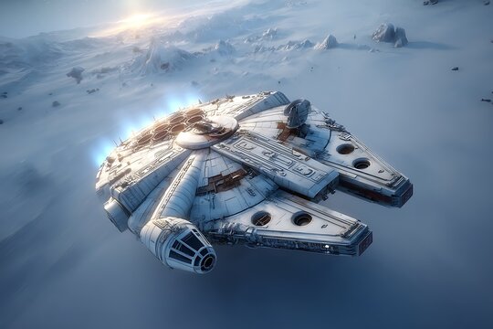 Millennium Falcon Flying In Space