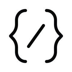 Outline brackets icon for code, programming, and development.