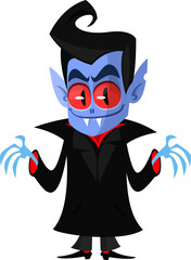 Cute cartoon vampire character design. Vector illustration for Halloween themed party decoration