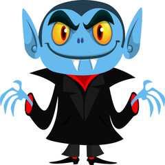 Cute cartoon vampire character design. Vector illustration for Halloween themed party decoration