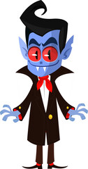 Cute cartoon vampire character design. Vector illustration for Halloween themed party decoration