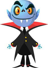 Cute cartoon vampire character design. Vector illustration for Halloween themed party decoration