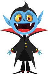 Cute cartoon vampire character design. Vector illustration for Halloween themed party decoration
