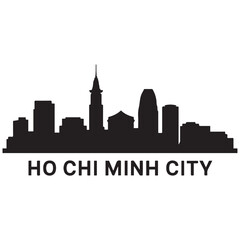 Naklejka premium Ho Chi Minh City skyline silhouette. Black Ho Chi Minh City city. Vector black silhouette. with white background.