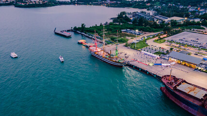 Deep sea port view, Phuket, Ao Makham, cruise ships, cargo ships can park. Wichit, Mueang Phuket, Phuket 83000 Thailand.