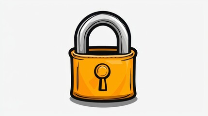 Naklejka premium Closed Gold Padlock Pixel Art Illustration