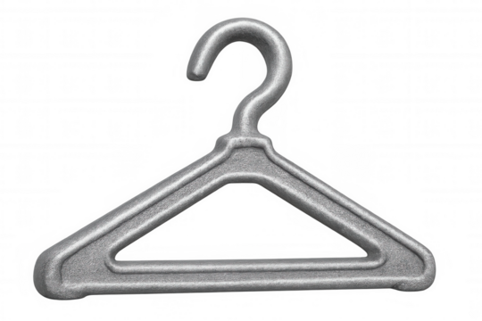 Studio shot of a metallic clothes hanger isolated on transparent background, symbolizing fashion, retail, and clothing organization