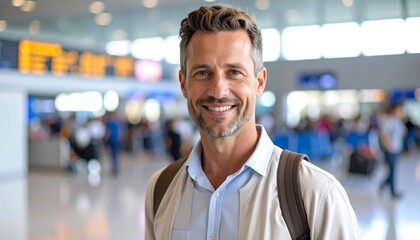 Fototapeta premium Smiling man at airport