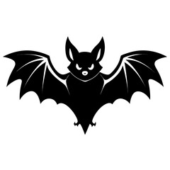 Bat vector clean black silhouette design white background