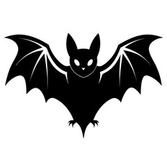 Bat vector clean black silhouette design white background