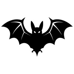 Bat vector clean black silhouette design white background