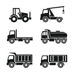 Various trucks and tractor crane truck flatbed truck