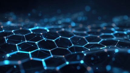 glowing blue network hexagon pattern